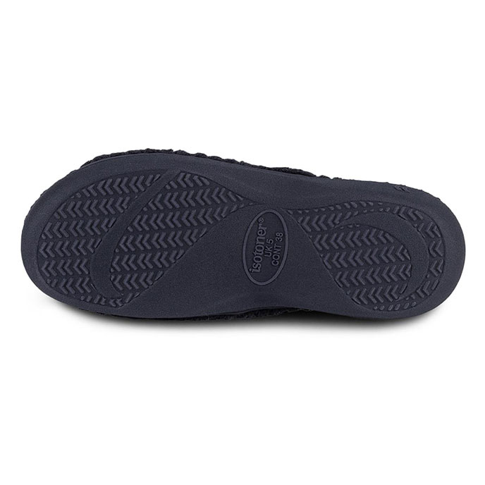Isotoner® Ladies Popcorn Turnover Open Toe Slippers Navy Extra Image 5